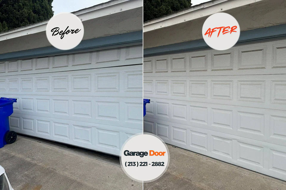 Before and after: garage door repair Kinsley, KS